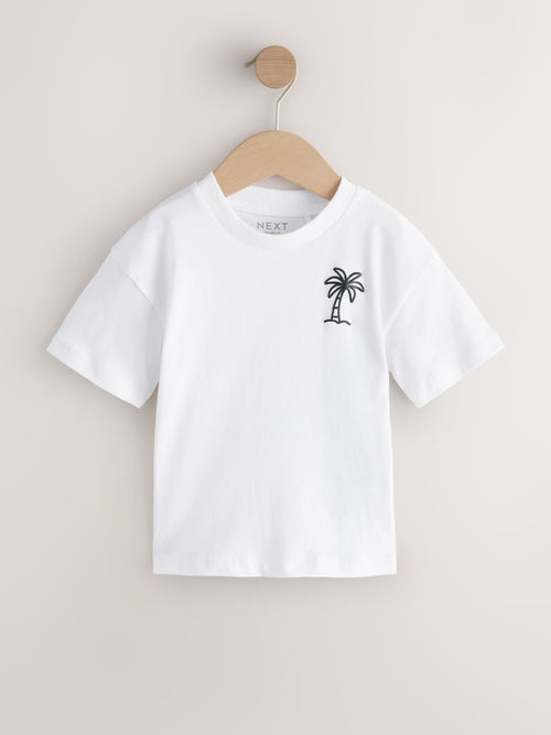 White Palm Tree Short Sleeve Small Graphic T-Shirt (3mths-8yrs) image 1