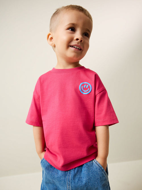 Pink Smile Short Sleeve Small Graphic T-Shirt (3mths-8yrs) image 1