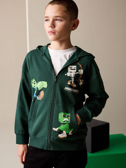 Dsiney Kidz - Green Minecraft Zip Through Hoodie (3-16yrs) image 1