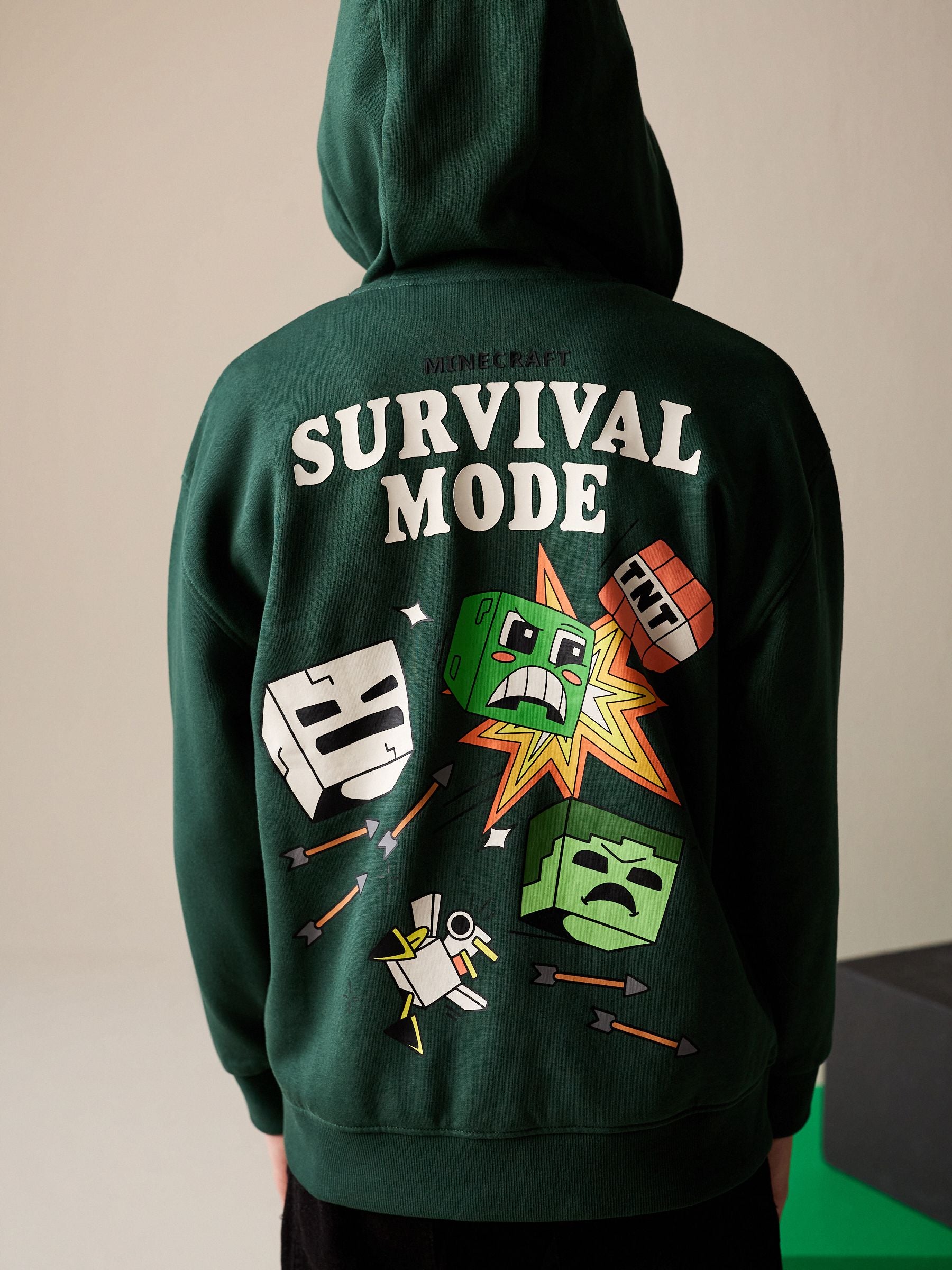 Dsiney Kidz - Green Minecraft Zip Through Hoodie (3-16yrs) image 3