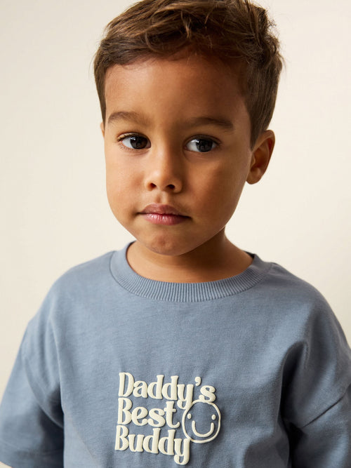Blue Daddy's Best Buddy Short Sleeve Small Graphic T-Shirt (3mths-8yrs) image 1