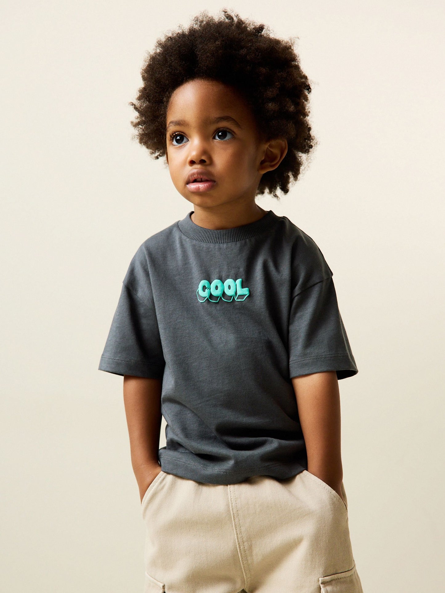 Charcoal Grey Cool Slogan Short Sleeve Small Graphic T-Shirt (3mths-8yrs) image 1