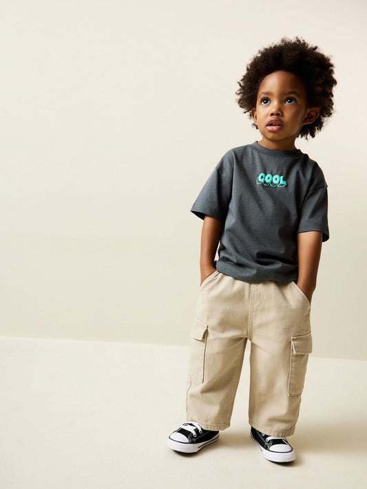 Charcoal Grey Cool Slogan Short Sleeve Small Graphic T-Shirt (3mths-8yrs) image 2
