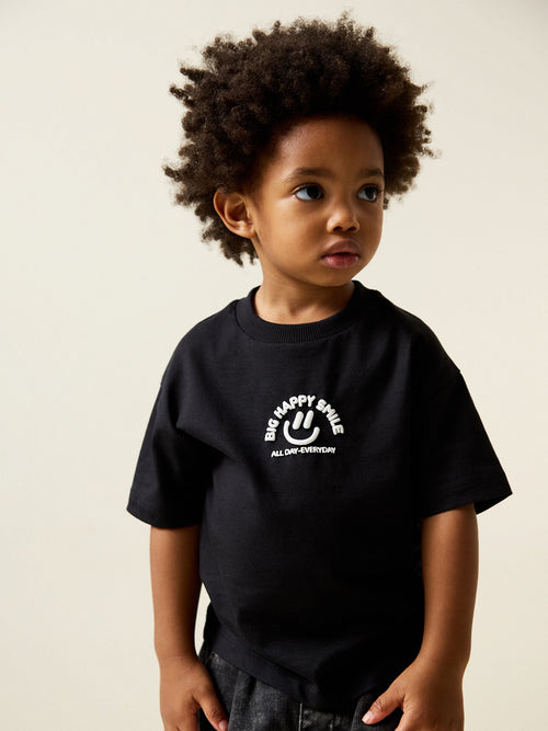 Black Smile Short Sleeve Small Graphic T-Shirt (3mths-8yrs) image 1