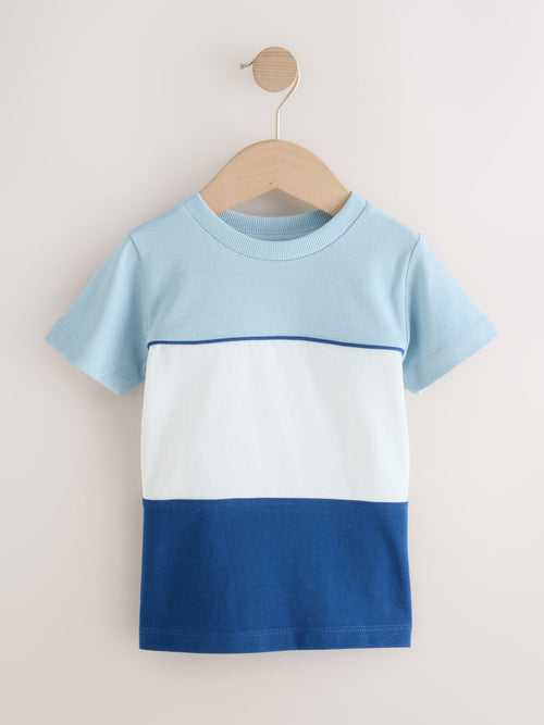 Blue/White/Navy Short Sleeve Colourblock T-Shirt (3mths-7yrs) (3mths-7yrs) image 1