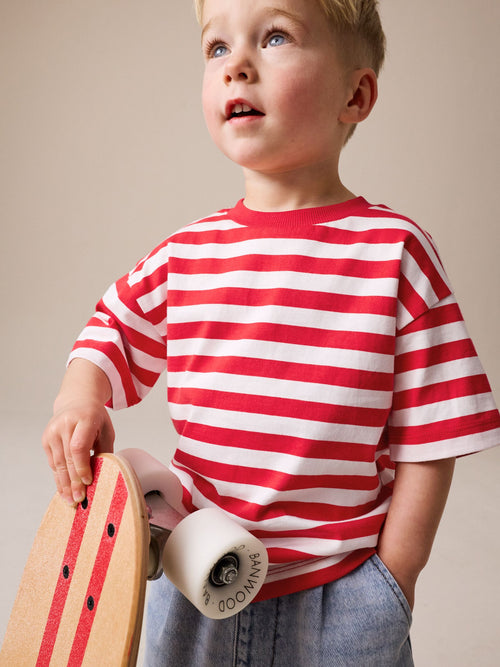 Red/White Short Sleeve Stripe T-Shirt (3mths-7yrs) (3mths-7yrs) image 1