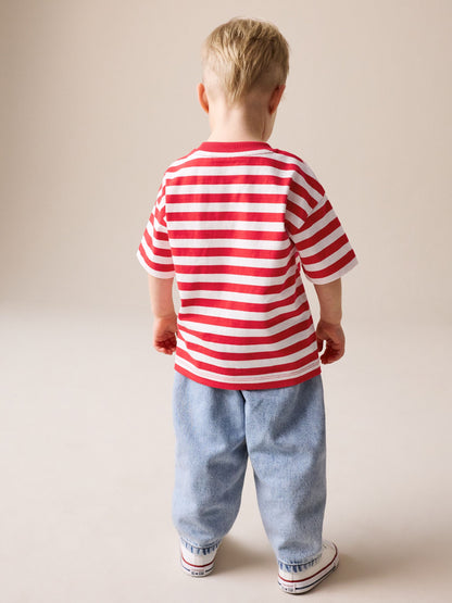 Red/White Short Sleeve Stripe T-Shirt (3mths-7yrs) (3mths-7yrs) image 3