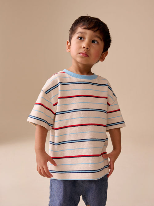 White/Red/Blue Short Sleeve Stripe T-Shirt (3mths-7yrs) (3mths-7yrs) image 1
