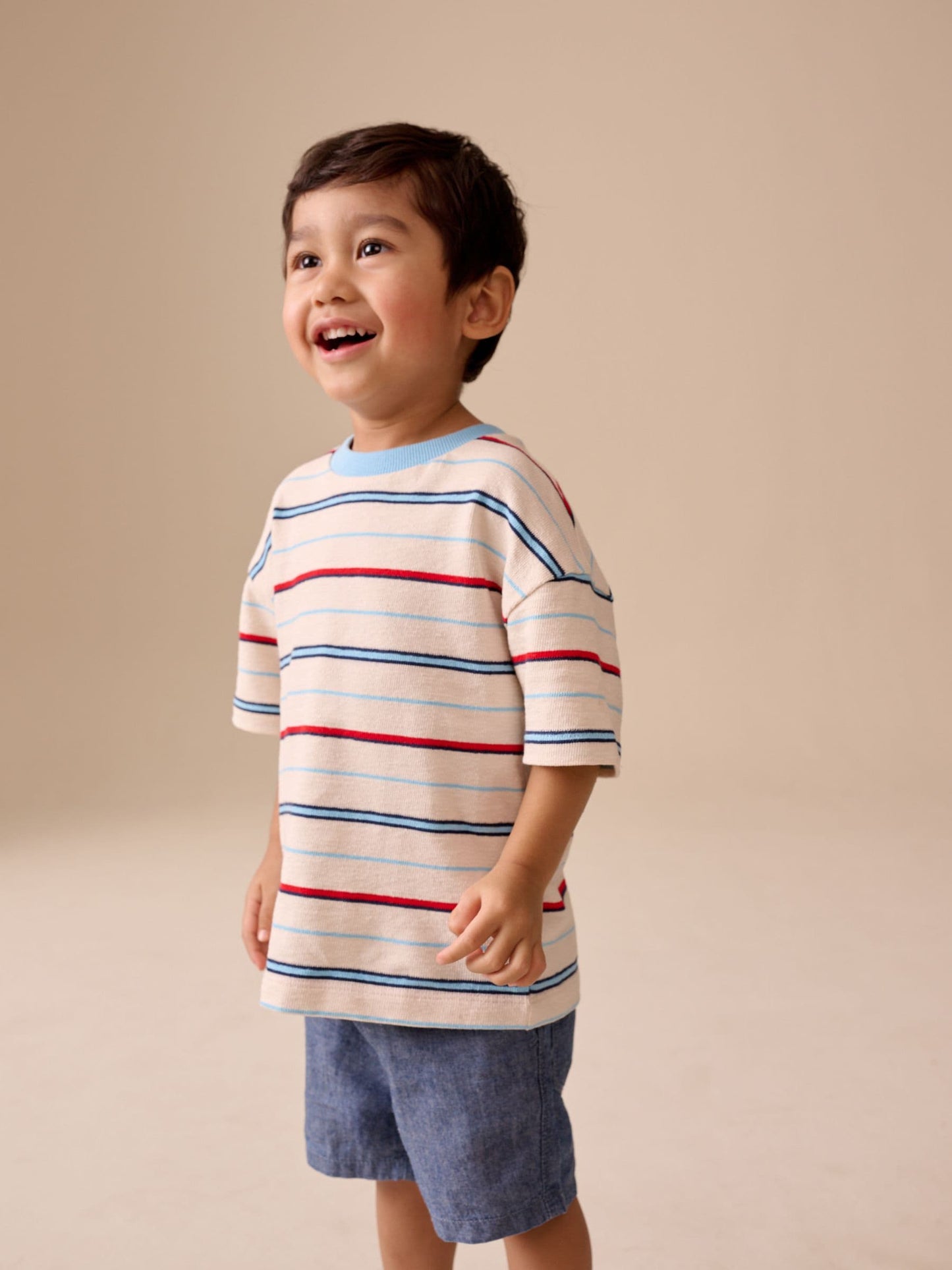 White/Red/Blue Short Sleeve Stripe T-Shirt (3mths-7yrs) (3mths-7yrs) image 2