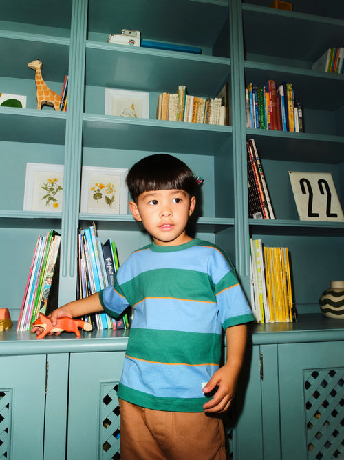 Blue/Green/Orange Short Sleeve Stripe T-Shirt (3mths-7yrs) (3mths-7yrs) image 1