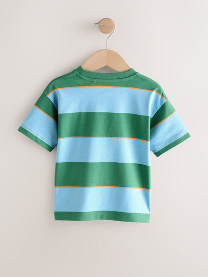Blue/Green/Orange Short Sleeve Stripe T-Shirt (3mths-7yrs) (3mths-7yrs) image 4