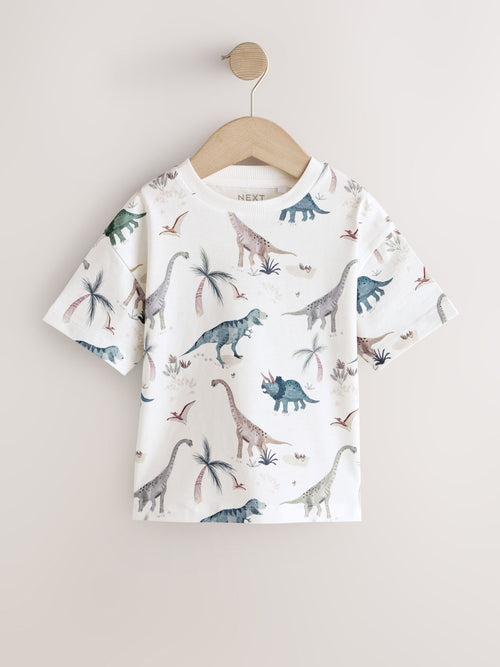 White Watercolour Dinosaurs Short Sleeve All-Over Print T-Shirt (3 Month-7 Years) (3mths-7yrs) image 1