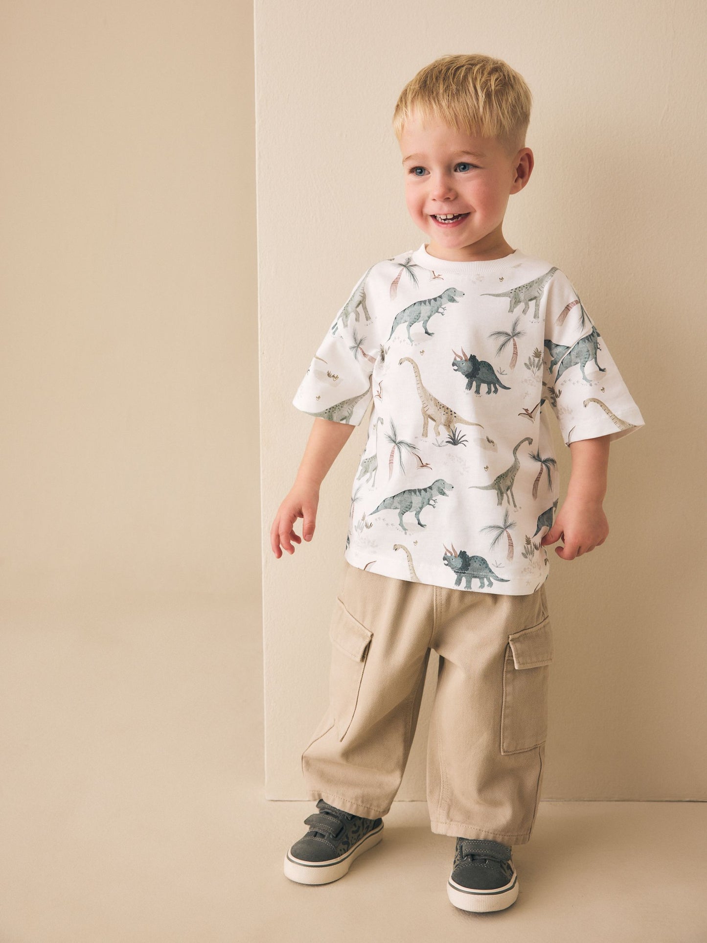 White Watercolour Dinosaurs Short Sleeve All-Over Print T-Shirt (3 Month-7 Years) (3mths-7yrs) image 3
