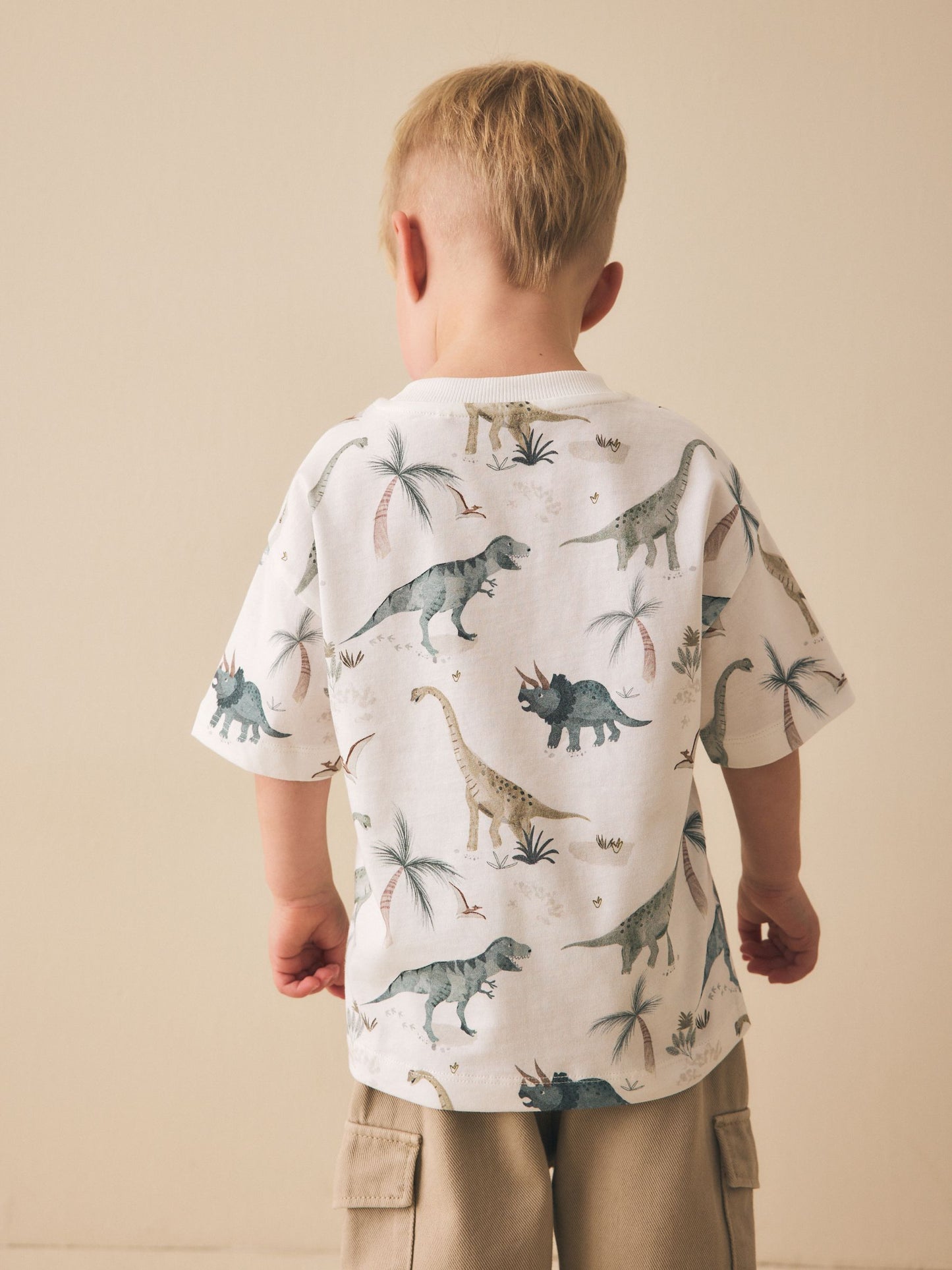White Watercolour Dinosaurs Short Sleeve All-Over Print T-Shirt (3 Month-7 Years) (3mths-7yrs) image 4