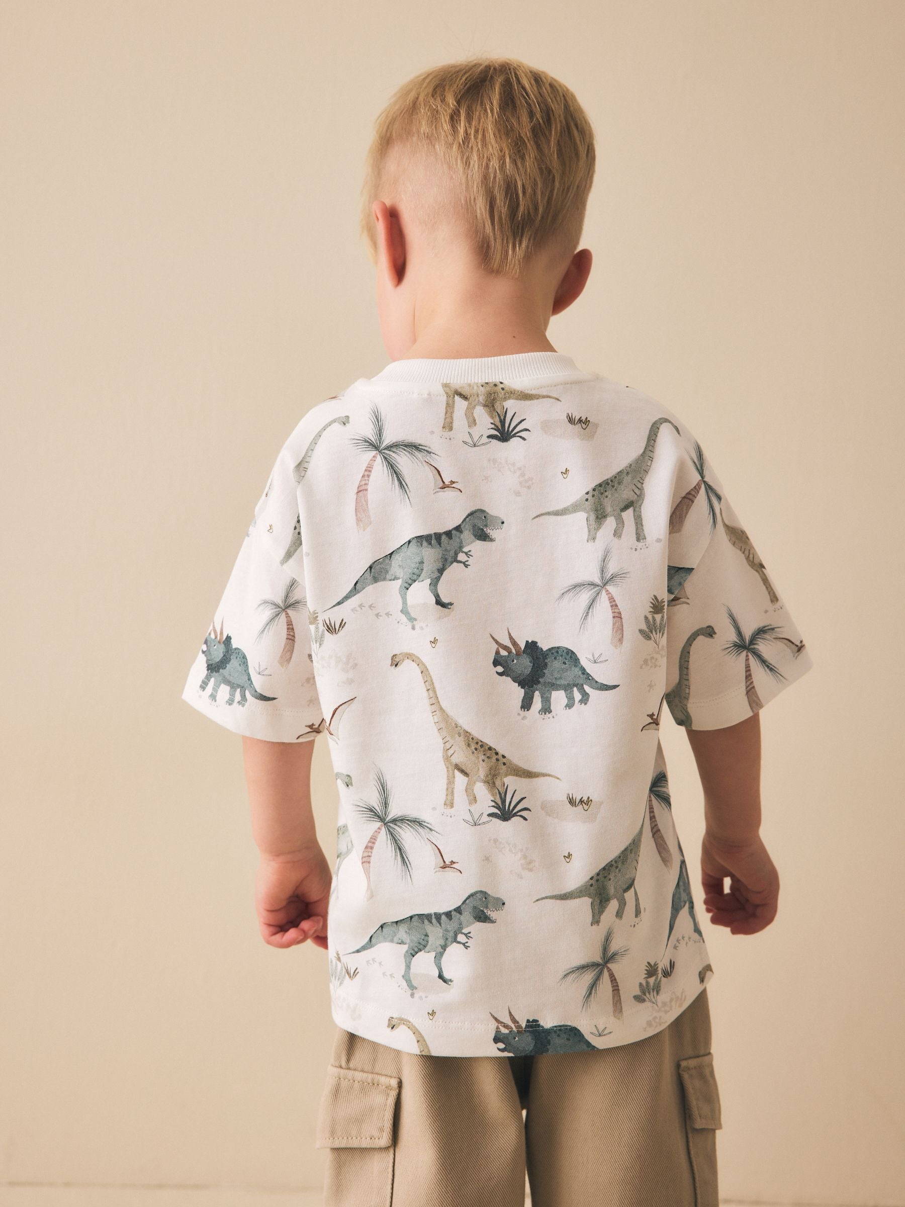 White Watercolour Dinosaurs Short Sleeve All-Over Print T-Shirt (3 Month-7 Years) (3mths-7yrs) image 4