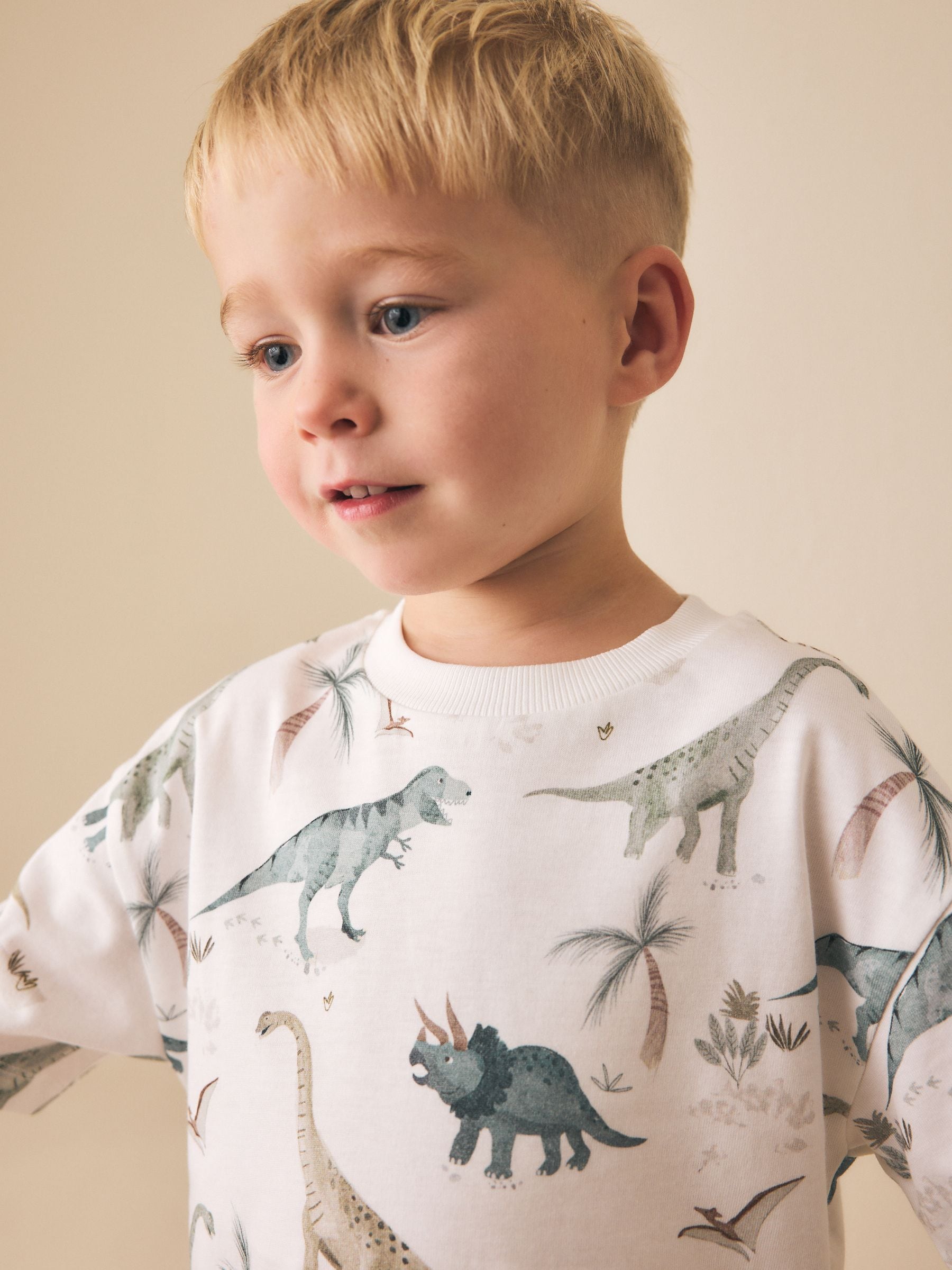 White Watercolour Dinosaurs Short Sleeve All-Over Print T-Shirt (3 Month-7 Years) (3mths-7yrs) image 5