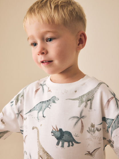 White Watercolour Dinosaurs Short Sleeve All-Over Print T-Shirt (3 Month-7 Years) (3mths-7yrs) image 5