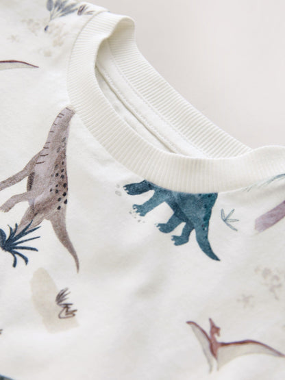 White Watercolour Dinosaurs Short Sleeve All-Over Print T-Shirt (3 Month-7 Years) (3mths-7yrs) image 7