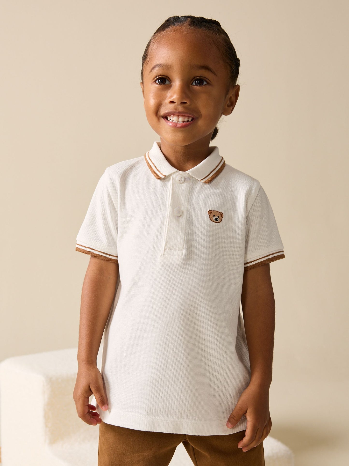 Dsiney Kidz - White Bear Embroidery Short Sleeve Polo Shirt (3mths-7yrs) image 1