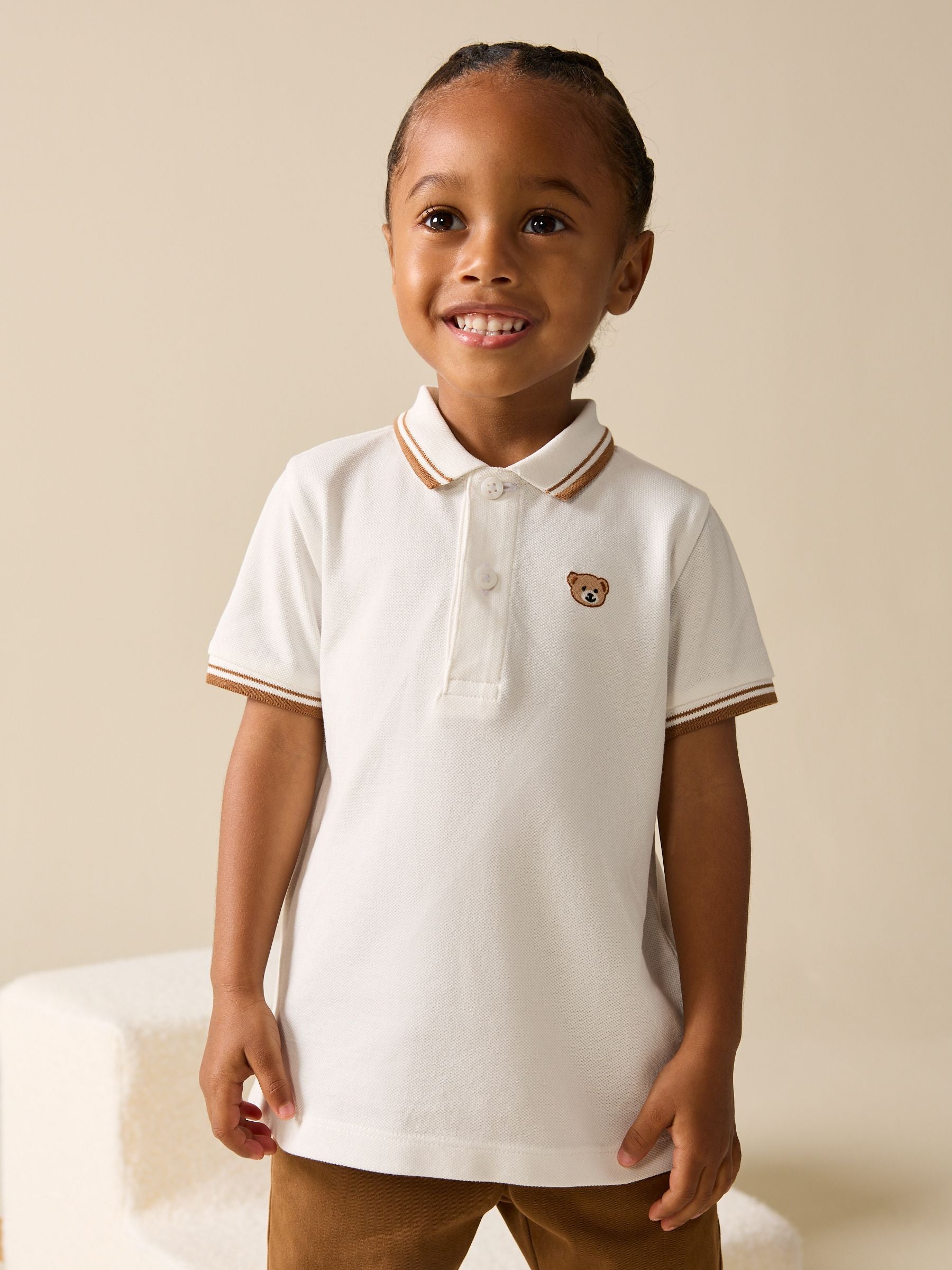 Dsiney Kidz - White Bear Embroidery Short Sleeve Polo Shirt (3mths-7yrs) image 1