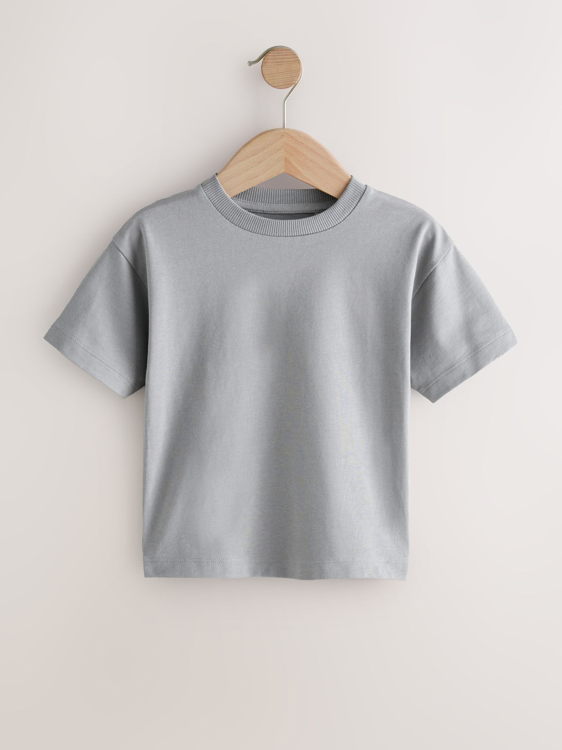 Black/Grey/Brown/Stone/White Relaxed Fit Short Sleeve T-Shirts 5 Pack (3mths-7yrs) image 3