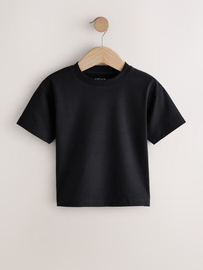 Black/Grey/Brown/Stone/White Relaxed Fit Short Sleeve T-Shirts 5 Pack (3mths-7yrs) image 7