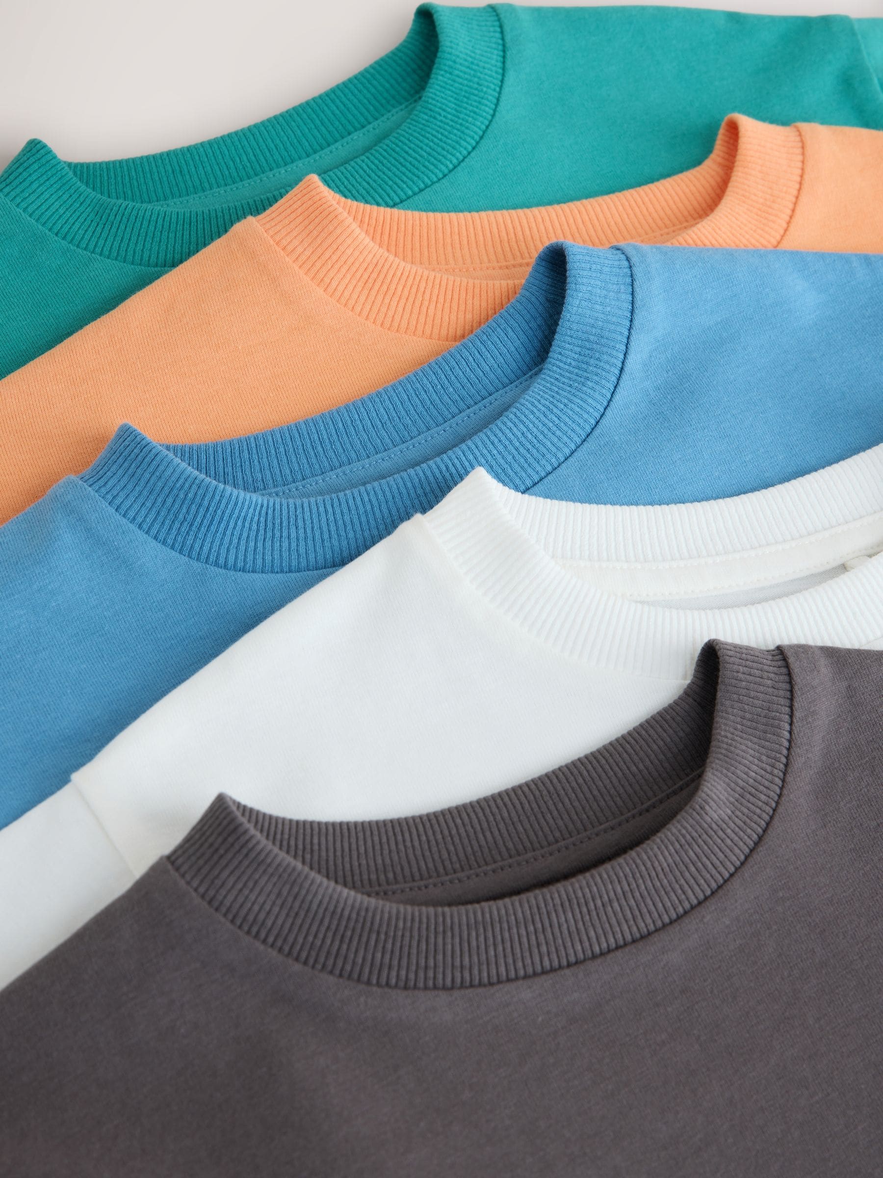 Charcoal/White/Blue/Orange/Green Relaxed Fit Short Sleeve T-Shirts 5 Pack (3mths-7yrs) image 8