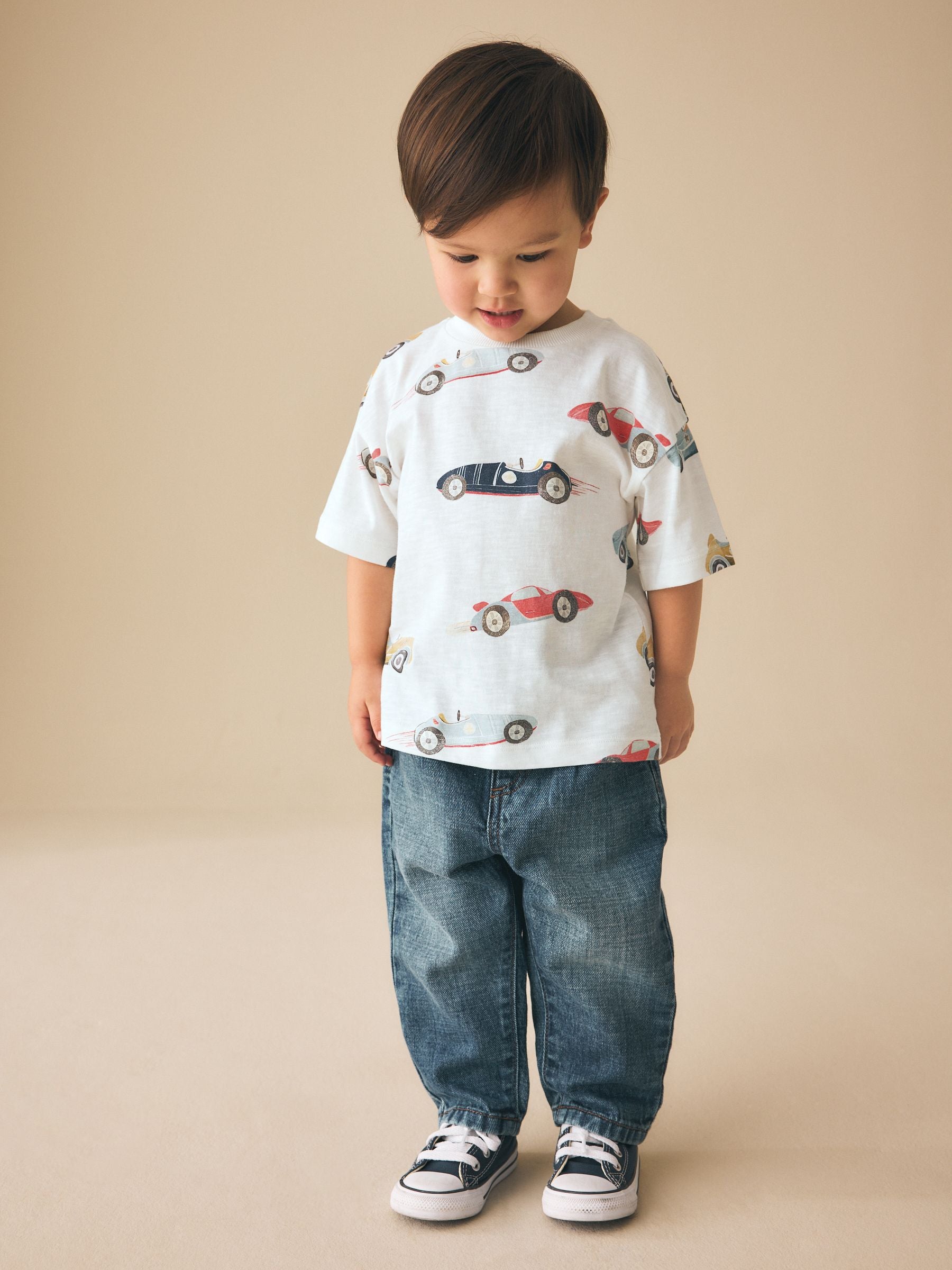 White Watercolour Car Short Sleeve All-Over Print T-Shirt (3 Month-7 Years) (3mths-7yrs) image 3