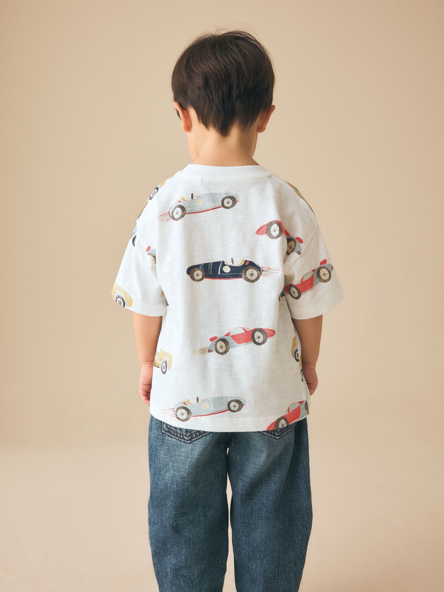 White Watercolour Car Short Sleeve All-Over Print T-Shirt (3 Month-7 Years) (3mths-7yrs) image 4