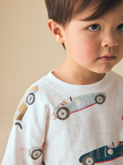 White Watercolour Car Short Sleeve All-Over Print T-Shirt (3 Month-7 Years) (3mths-7yrs) image 5