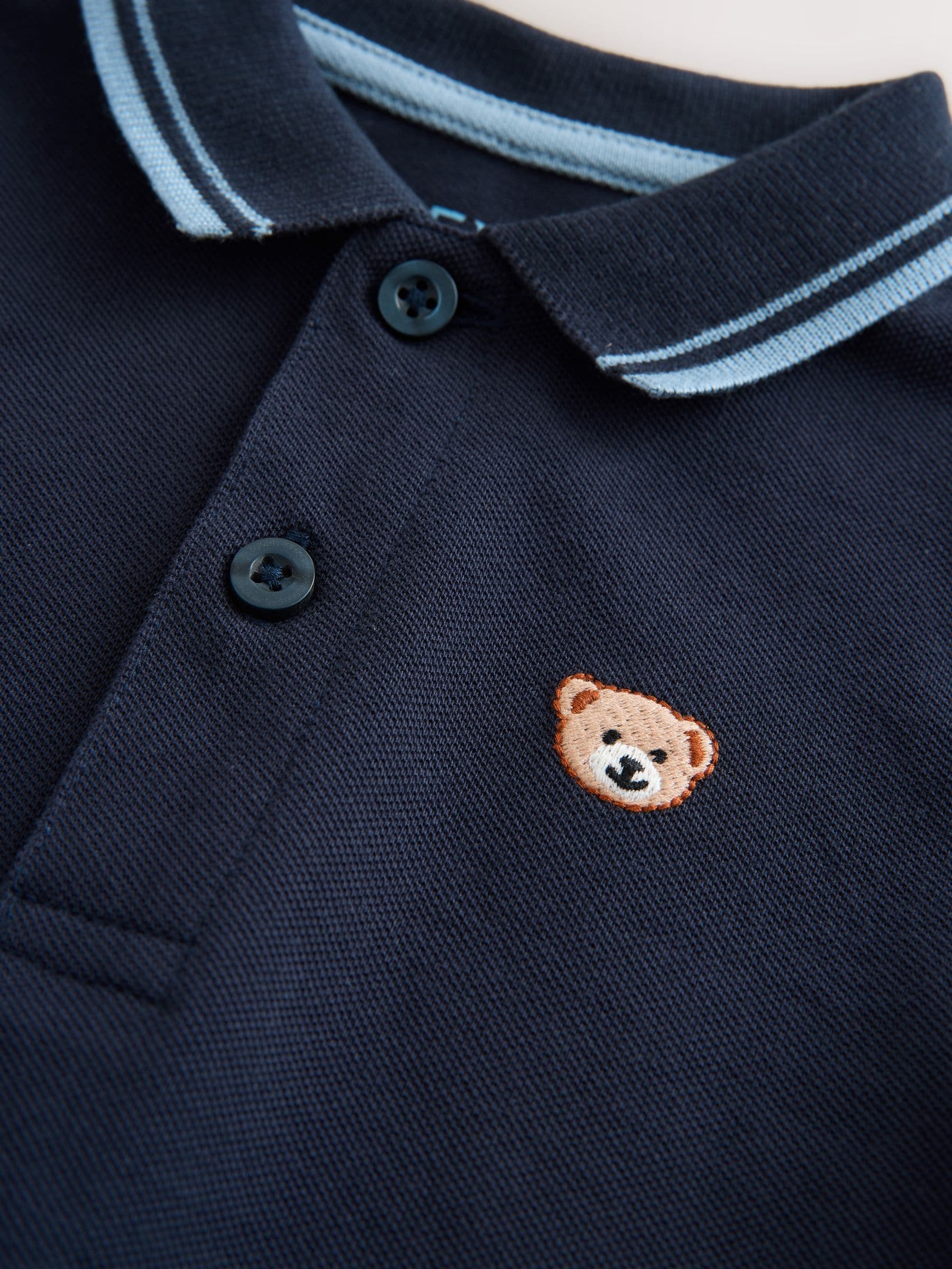 Dsiney Kidz - Navy Blue Bear Embroidery Short Sleeve Polo Shirt (3mths-7yrs) image 3