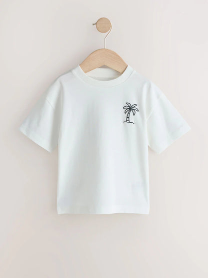 White/Blue/Green/Black/Purple Small Short Sleeve Graphic T-Shirts 5 Pack (3mths-7yrs)