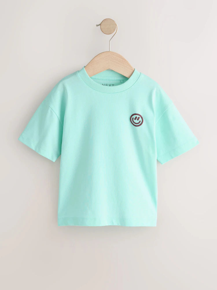 White/Blue/Green/Black/Purple Small Short Sleeve Graphic T-Shirts 5 Pack (3mths-7yrs)