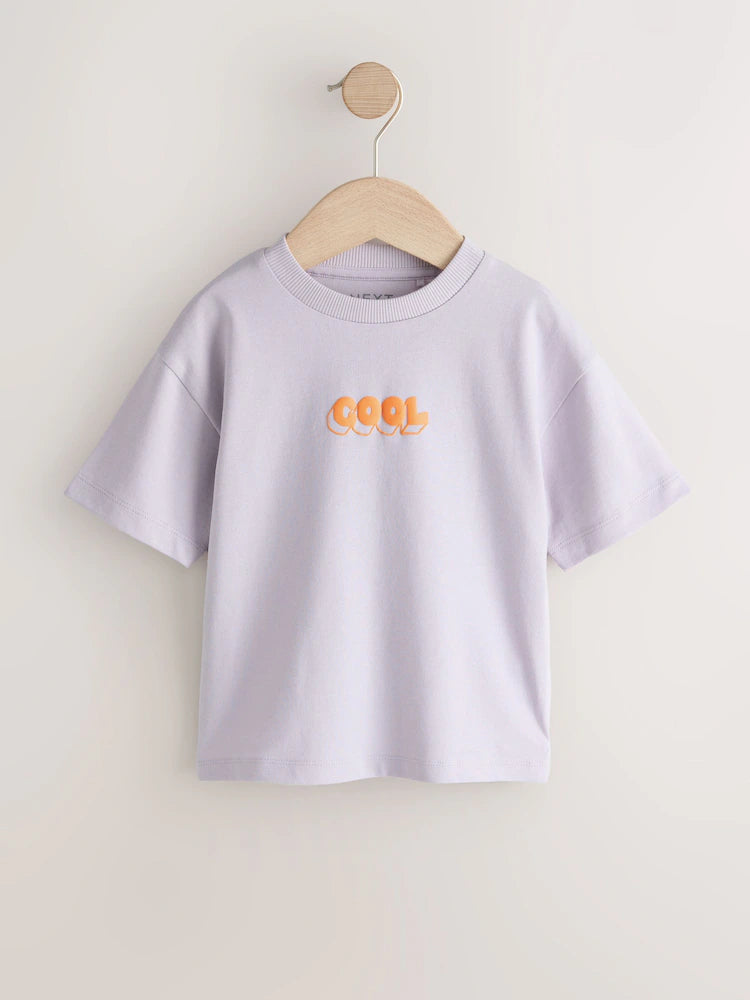 White/Blue/Green/Black/Purple Small Short Sleeve Graphic T-Shirts 5 Pack (3mths-7yrs)