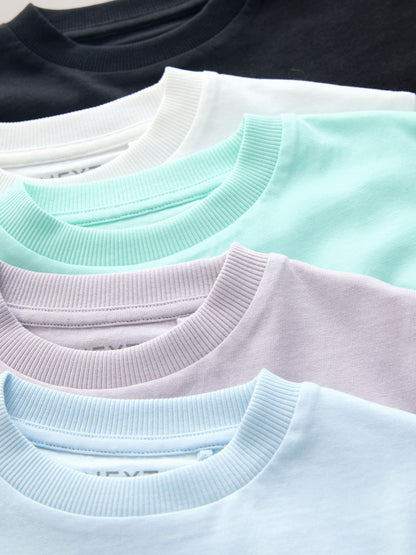 White/Blue/Green/Black/Purple Small Short Sleeve Graphic T-Shirts 5 Pack (3mths-7yrs) image 8