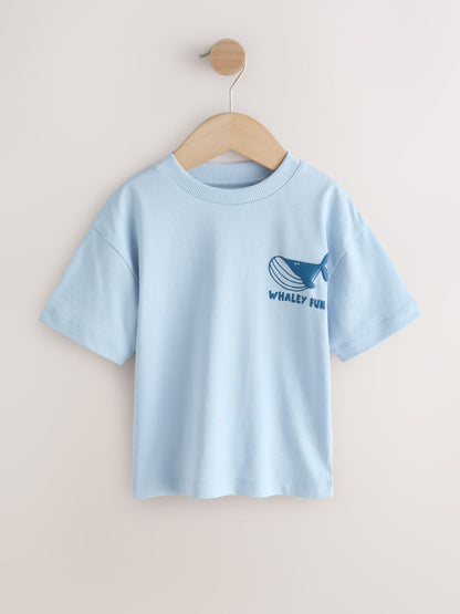 White/Blue/Red/Yellow Slogan Short Sleeve Graphic T-Shirts 4 Pack (3mths-7yrs) image 3
