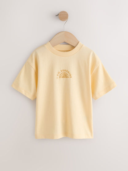 White/Blue/Red/Yellow Slogan Short Sleeve Graphic T-Shirts 4 Pack (3mths-7yrs) image 5
