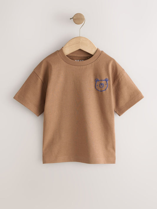 Blue/Charcoal/Green/Brown/Grey Small Short Sleeve Graphic T-Shirts 5 Pack (3mths-7yrs) image 2