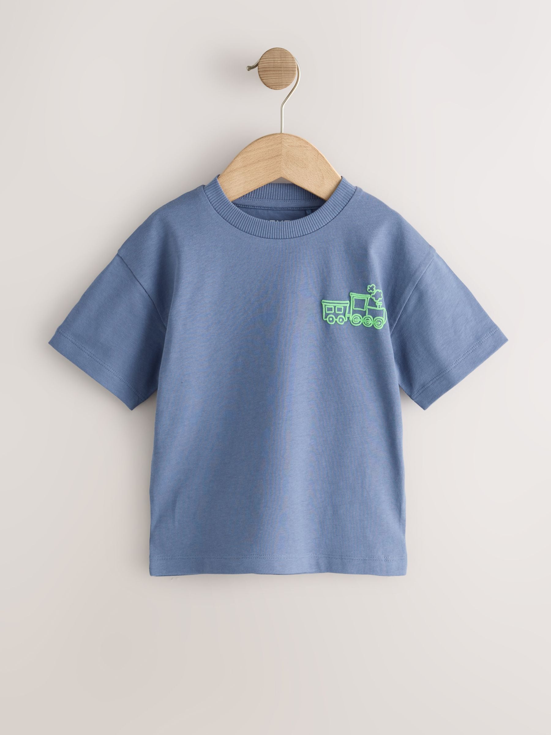 Blue/Charcoal/Green/Brown/Grey Small Short Sleeve Graphic T-Shirts 5 Pack (3mths-7yrs) image 5
