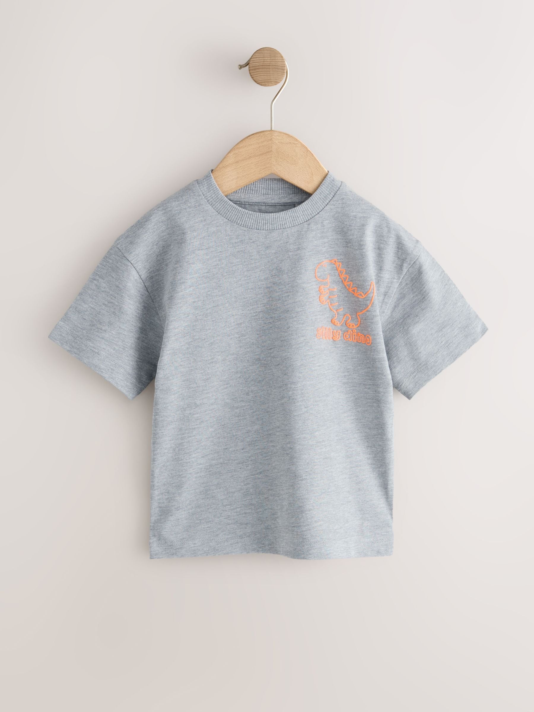 Blue/Charcoal/Green/Brown/Grey Small Short Sleeve Graphic T-Shirts 5 Pack (3mths-7yrs) image 6