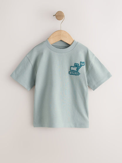 Dsiney Kidz - Blue/Charcoal/Green/Brown/Grey Small Short Sleeve Graphic T-Shirts 5 Pack (3mths-7yrs) image 7