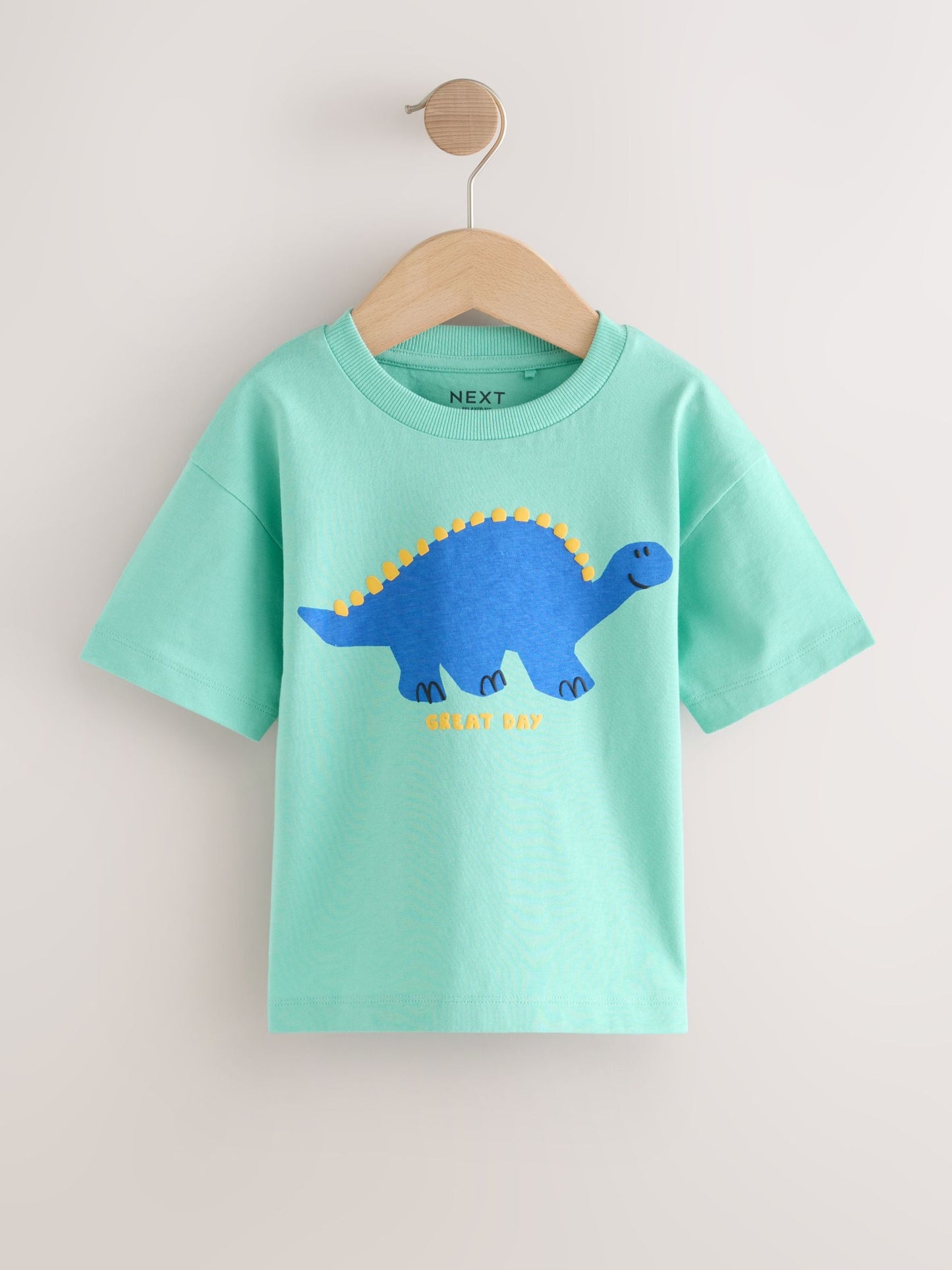 Yellow Dinosaur Short Sleeve All Over Graphic Print T-Shirts 3 Pack (3mths-7yrs) image 3