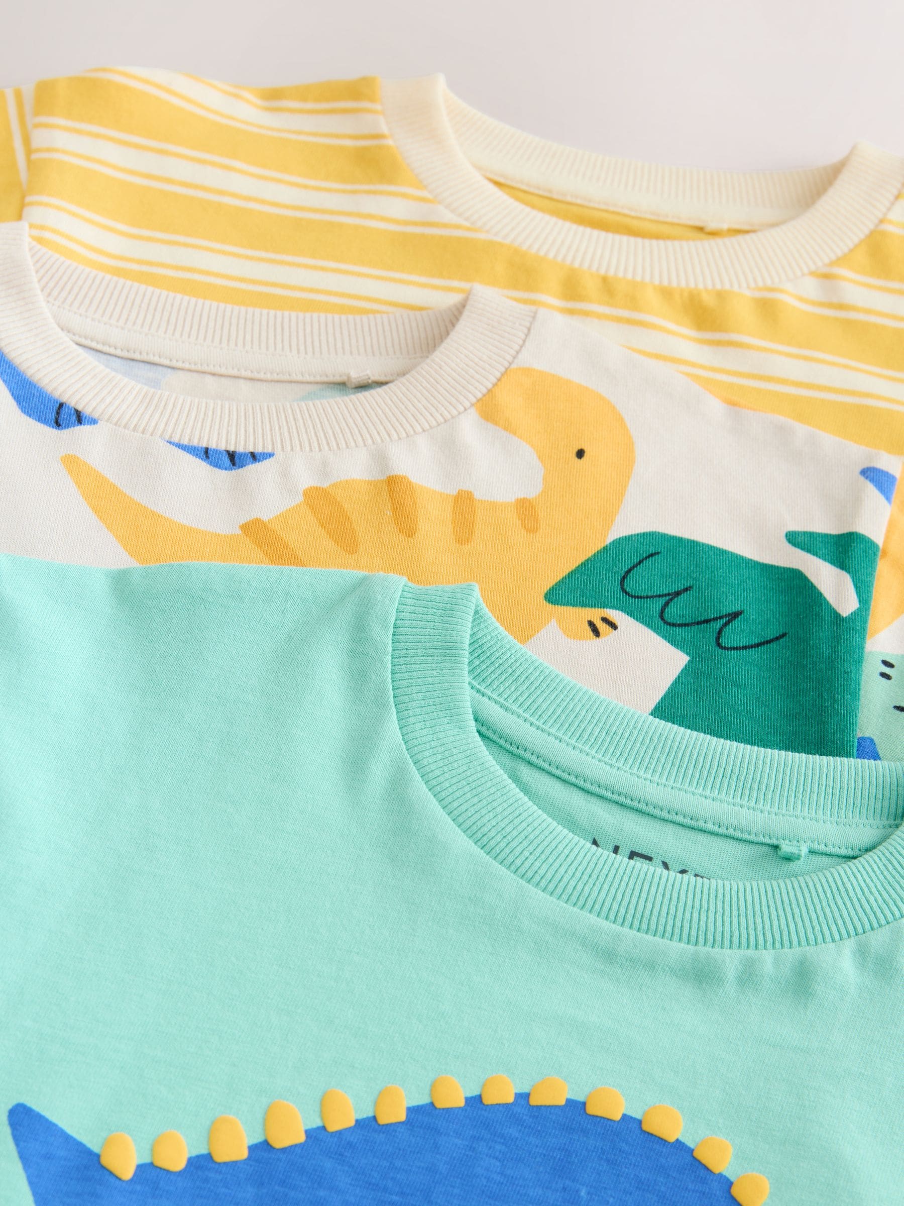 Yellow Dinosaur Short Sleeve All Over Graphic Print T-Shirts 3 Pack (3mths-7yrs) image 7