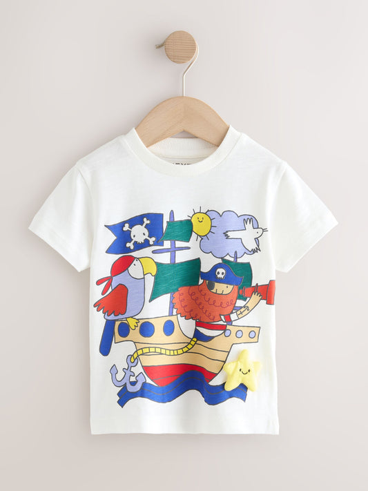 Blue Pirates Short Sleeve Appliqué T-Shirts 3 Pack (3mths-7yrs) image 2