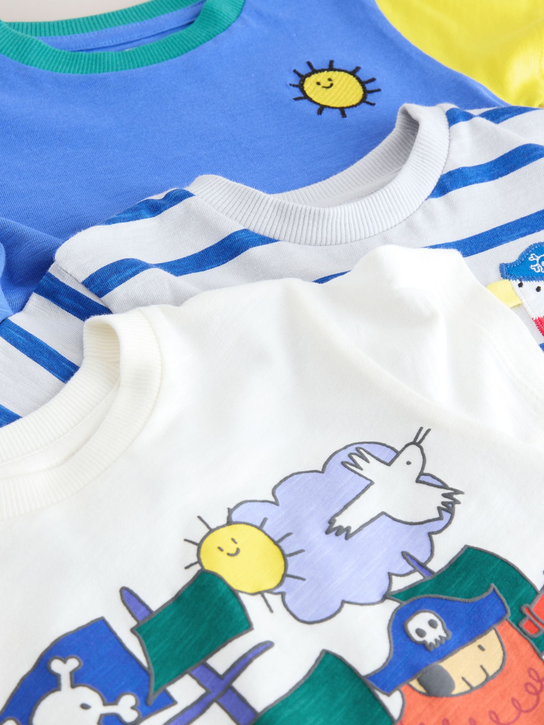 Blue Pirates Short Sleeve Appliqué T-Shirts 3 Pack (3mths-7yrs) image 6