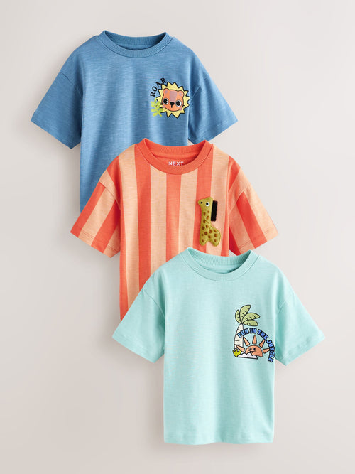 Orange Safari Short Sleeve Graphic T-Shirts 3 Pack (3mths-7yrs) image 1