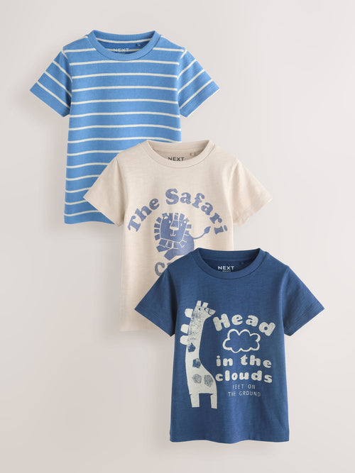 Blue Safari Short Sleeve Graphic T-Shirts 3 Pack (3mths-7yrs) image 1