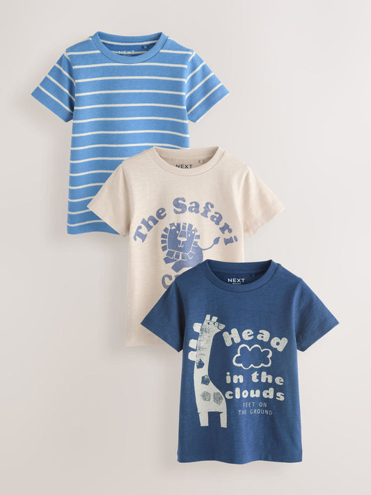 Blue Safari Short Sleeve Graphic T-Shirts 3 Pack (3mths-7yrs) image 1