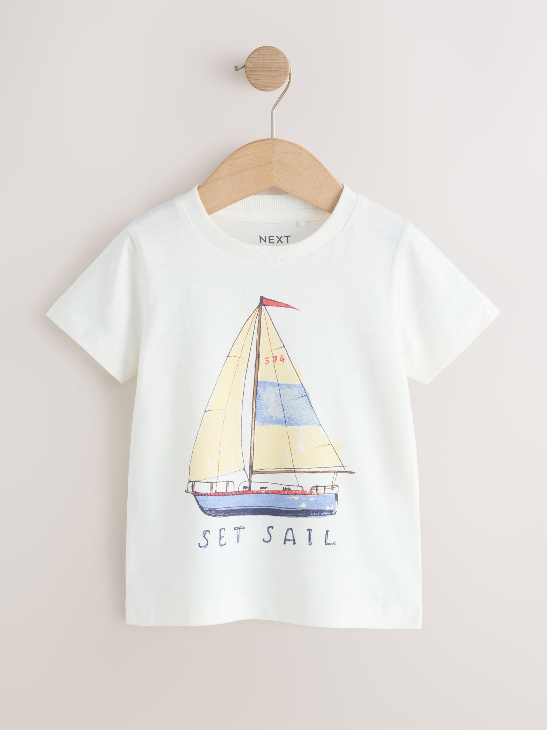 Blue Boat Short Sleeve Graphic T-Shirts 3 Pack (3mths-7yrs) image 2