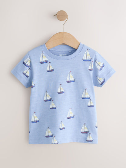 Blue Boat Short Sleeve Graphic T-Shirts 3 Pack (3mths-7yrs) image 3